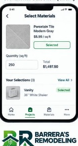 Material Selection interface screen
