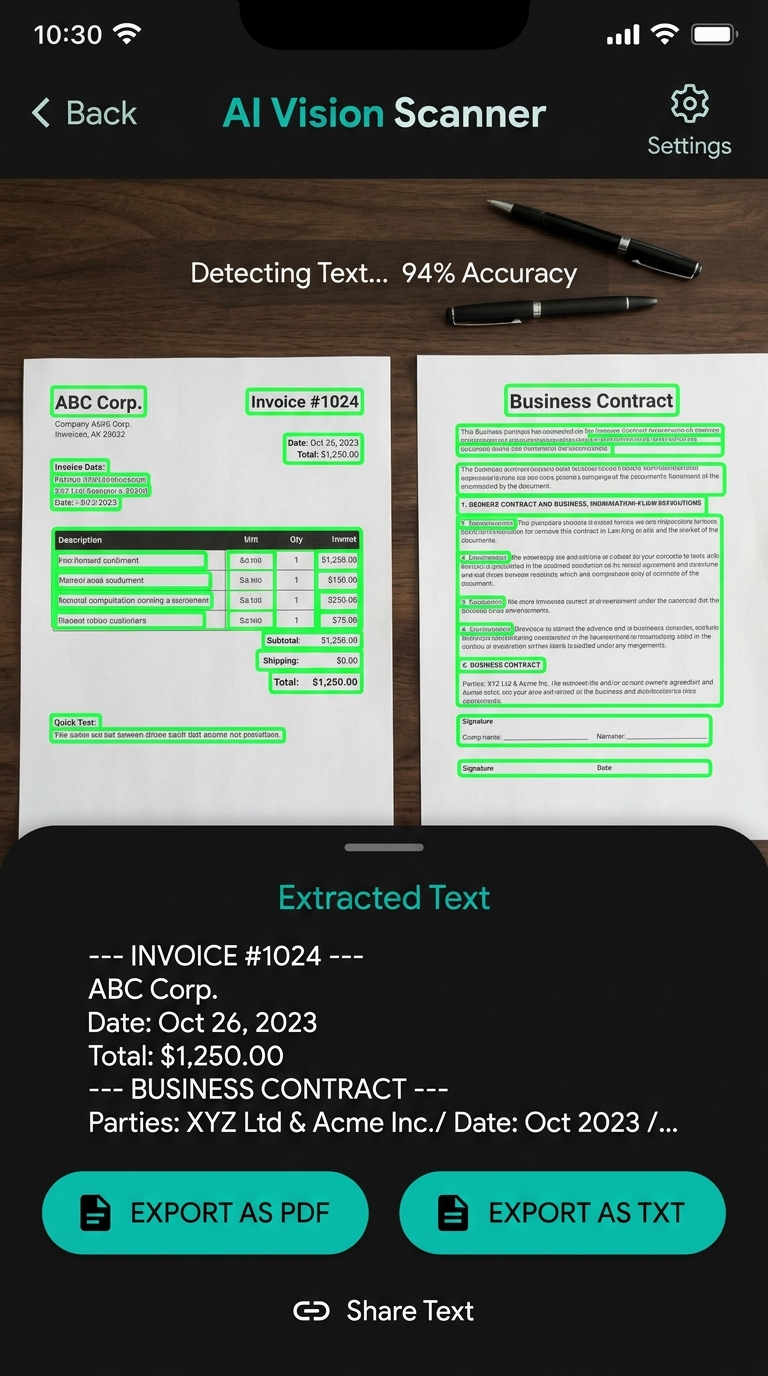 AI Vision Scanner OCR Screen
